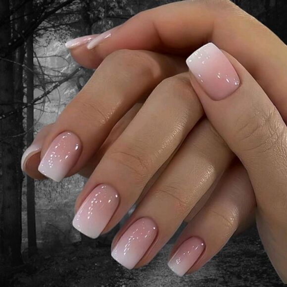Ombre French Manicure Fake Nails Set of 24 - Picture 1 of 6